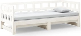 vidaXL Καναπές Κρεβάτι Συρόμενος Λευκός 2x(90x190) εκ. από Μασίφ Πεύκο
