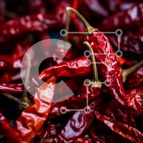 Σετ των 2 Intra Συλλεκτικό Ξύλινο Παζλ Plywood 4mm - Σωρός από κόκκινες πιπεριές τσίλι Σε Ξύλινο Κουτί - Διαστάσεις: 10x10 cm – 25 κομμάτια