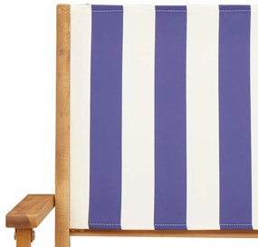 Καρέκλες Κήπου 2τεμ. Μπλε / Λευκό Μασίφ Ακακία &amp; Ύφασμα - Μπλε
