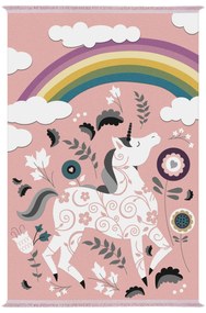 KIDS&#039; CARPET WITH FRINGES  UNICORN-RAINBOW 120Χ180