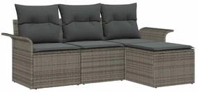 vidaXL Σετ Καναπέ με μαξιλάρι 4 pcs Γκρι συνθετικό ρατάν