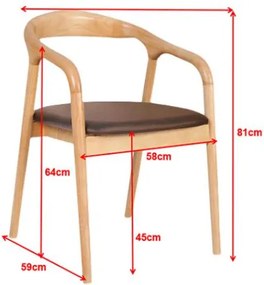 Καρέκλα ξύλινη Nextdeco Jackson καφέ Υ79,5x56x62εκ