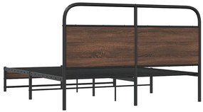 vidaXL Σκελετός Κρεβ. Χωρίς Στρώμα Καφέ Δρυς 160x200 εκ. Μεταλλικό