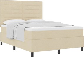 vidaXL Κρεβάτι με ελατήρια με στρώμα Κρεμ 140 x 190 cm ύφασμα