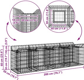 vidaXL Ανασηκωμένο κρεβάτι gabion Ασημί