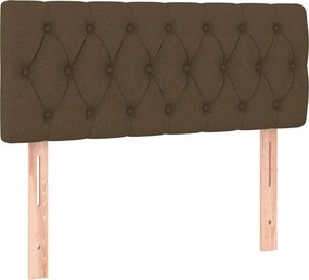 vidaXL Κρεβάτι Boxspring με Στρώμα Σκούρο Καφέ 90x200 εκ. Υφασμάτινο