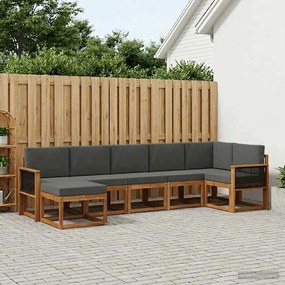 vidaXL Σειρά Καναπέ Εξωτερικού 7 pcs Φυσικό και Ανθρακί Πολυεστέρας