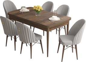 Extendable Dining Table &amp; Chairs Set (7 Pieces) Roz - Baroque, Grey Baroque
Grey