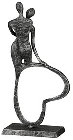 Γλυπτό Καρδιά &#039;Stand by Me&#039; Ζευγάρι Μοτίβο Σιδερένιο Ανθρακί/Ασημί 5x11x23cm