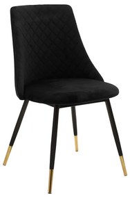 Καρέκλα Giselle  βελούδο μαύρο-πόδι μαύρο χρυσό Model: 096-000037
