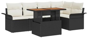 vidaXL Σετ Καναπέ Κήπου 6 pcs Μαύρο και κρεμ 100 x 55 x 73 εκ