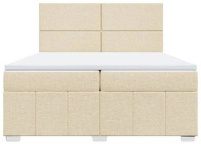 Κρεβάτι Boxspring με Στρώμα Κρεμ 200x200 εκ. Υφασμάτινο - Κρεμ