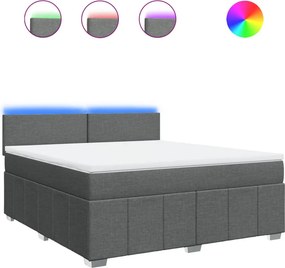 vidaXL Κρεβάτι Boxspring με Στρώμα Σκούρο Γκρι 180x200 εκ Υφασμάτιν