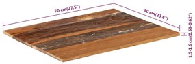 vidaXL Επιφάνεια Τραπεζιού Ορθογώνια 60x70 εκ 15-16 χιλ Ανακυκλ. Ξύλο