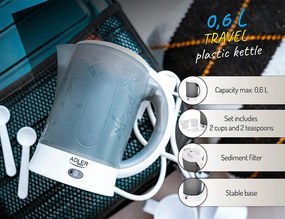 Βραστήρας ταξιδίου Adler πλαστικός 0,6lt 600W