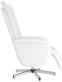 vidaXL Πολυθρόνα Μασάζ Ανακλινόμενη με Υποπόδιο Λευκή Συνθετικό Δέρμα