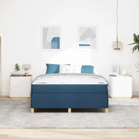 vidaXL Σκελετός Κρεβατιού με στρώμα Μπλε 140 x 200 cm ύφασμα