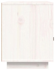 Κομοδίνο Λευκό 40 x 34 x 45 εκ. από Μασίφ Ξύλο Πεύκου - Λευκό