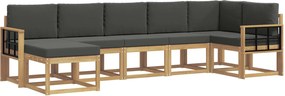 vidaXL Σειρά Καναπέ Εξωτερικού 7 pcs Άσπρο και Ανθρακί Πολυεστέρας