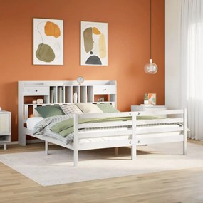 Κρεβάτι Βιβλιοθήκη Χωρίς Στρώμα 180x200 εκ Μασίφ Ξύλο Πεύκου