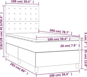 vidaXL Κρεβάτι Boxspring με Στρώμα Κρεμ 100 x 200 εκ. Υφασμάτινο