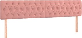 vidaXL Κρεβάτι Boxspring με Στρώμα Ροζ 200x200 εκ. Βελούδινο