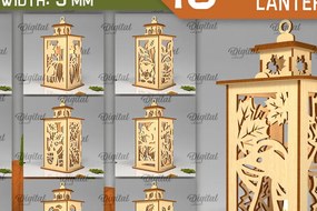 Σετ των 2 Intra απο ξύλο plywood 3mm-4mm πάχος – Δέσμη κοπής με λέιζερ με ξύλινα φανάρια φθινοπώρου Δίασταση 20x20 cm INTRAFABR-103441232