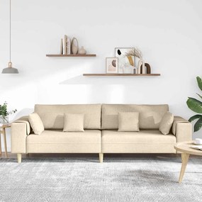 vidaXL Υφασμάτινος καναπές με μαξιλάρι Κρεμ 208 εκ. ύφασμα