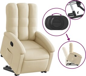 vidaXL Πολυθρόνα Ανακλινόμενη με Ανύψωση Κρεμ Υφασμάτινη