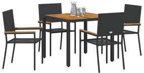 vidaXL Σέτ φαγητού για κήπο 5 pcs Μαύρο, Καφέ 90 x 90 x 75 cm