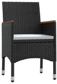 vidaXL Σετ Τραπεζαρίας Κήπου 3 Τεμαχίων Μαύρο με Μαξιλάρια