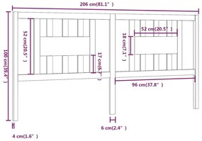 Κεφαλάρι Κρεβατιού Μαύρο 206 x 4 x 100 εκ. Μασίφ Ξύλο Πεύκου - Μαύρο