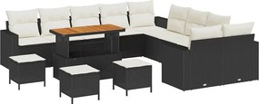 vidaXL Σετ Καναπέ Κήπου 14 pcs Μαύρο συνθετικό ρατάν