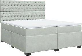 vidaXL Κρεβάτι Boxspring με Στρώμα Ανοιχτό Γκρι 200x200 εκ. Βελούδινο