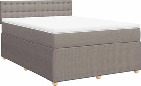 vidaXL Κρεβάτι Boxspring με Στρώμα Taupe 140x190 εκ. Υφασμάτινο
