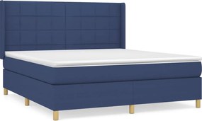 vidaXL Κρεβάτι Boxspring με Στρώμα Μπλε 180x200 εκ. Υφασμάτινο