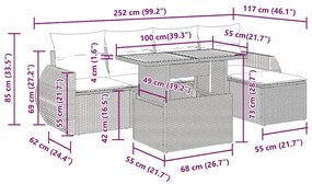 Σετ Καναπέ Κήπου 6 τεμ. Μπεζ Συνθετικό Ρατάν με Μαξιλάρια - Μπεζ