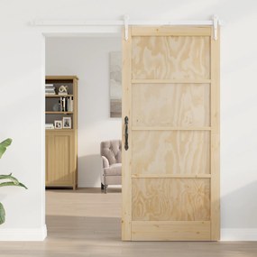 vidaXL Συρόμενη Πόρτα με Σετ Υλικών 93x202 εκ. Μασίφ Ξύλου Πεύκου