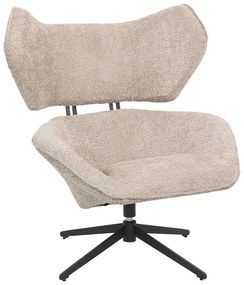 Πολυθρόνα Περιστρεφόμενη Bryll HM9597.08 86x90x97cm Με Μεταλλική Βάση & Μπουκλέ Ύφασμα Beige-Black Metal, Fabric