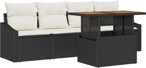 vidaXL Σετ Καναπέ Κήπου 5 pcs Μαύρο Πολυ ράταν