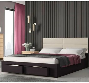 Epiplo World  Marcel Κρεβάτι διπλό με 2 συρτάρια 160x207εκ. ( για στρώμα 150x200εκ. ) Βέγγε-Μπεζ Pu BEST-15345870