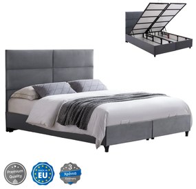 ΚΡΕΒΑΤΙ ΜΕ ΑΠΟΘΗΚΕΥΤΙΚΟ ΑΠΟ ΓΚΡΙ ΒΕΛΟΥΔΟ FB9622.10 ΓΙΑ ΣΤΡΩΜΑ 160x200 εκ. 0509685