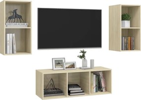 vidaXL Έπιπλα Τηλεόρασης Σετ 3 Τεμαχίων Sonoma Δρυς από Επεξ. Ξύλο