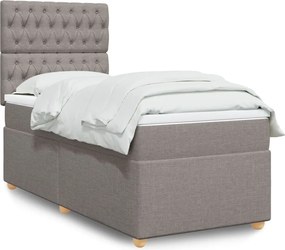 vidaXL Κρεβάτι Boxspring με Στρώμα Taupe 100 x 200 εκ. Υφασμάτινο