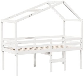 vidaXL Κρεβάτι Υπερυψωμένο με Οροφή 75x190εκ. από Μασίφ Ξύλο Πεύκου