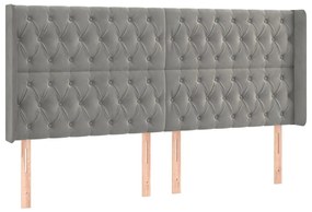 Κεφαλάρι με Πτερύγια Ανοιχτό Γκρι 183x16x118/128 εκ. Βελούδινο - Γκρι