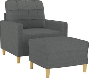 vidaXL Πολυθρόνα Σκούρο Γκρι 60 εκ. Υφασμάτινη με Υποπόδιο