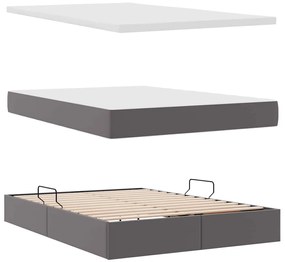 vidaXL Κρεβάτι Αποθήκης με στρώμα Γκρι 140 x 190 cm Τεχνητό Δέρμα