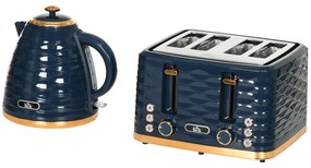 HOMCOM Σετ βραστήρα και τοστιέρας 2 σε 1, 7 επίπεδα ροδίσματος, λειτουργία απόψυξης και επαναθέρμανσης, μπλε