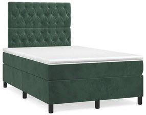 VidaXL Κρεβάτι Boxspring με Στρώμα & LED Σκ. Πράσινο 120x190εκ Βελούδο